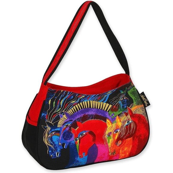 Laurel Burch Wild Horses of Fire Medium Equestrian Hobo Tote Shoulder Purse Bag - Picture 1 of 16